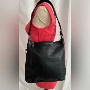 PATINNI Women’s Soft Black and Brown Leather Shoulder Hobo Bag Purse EUC